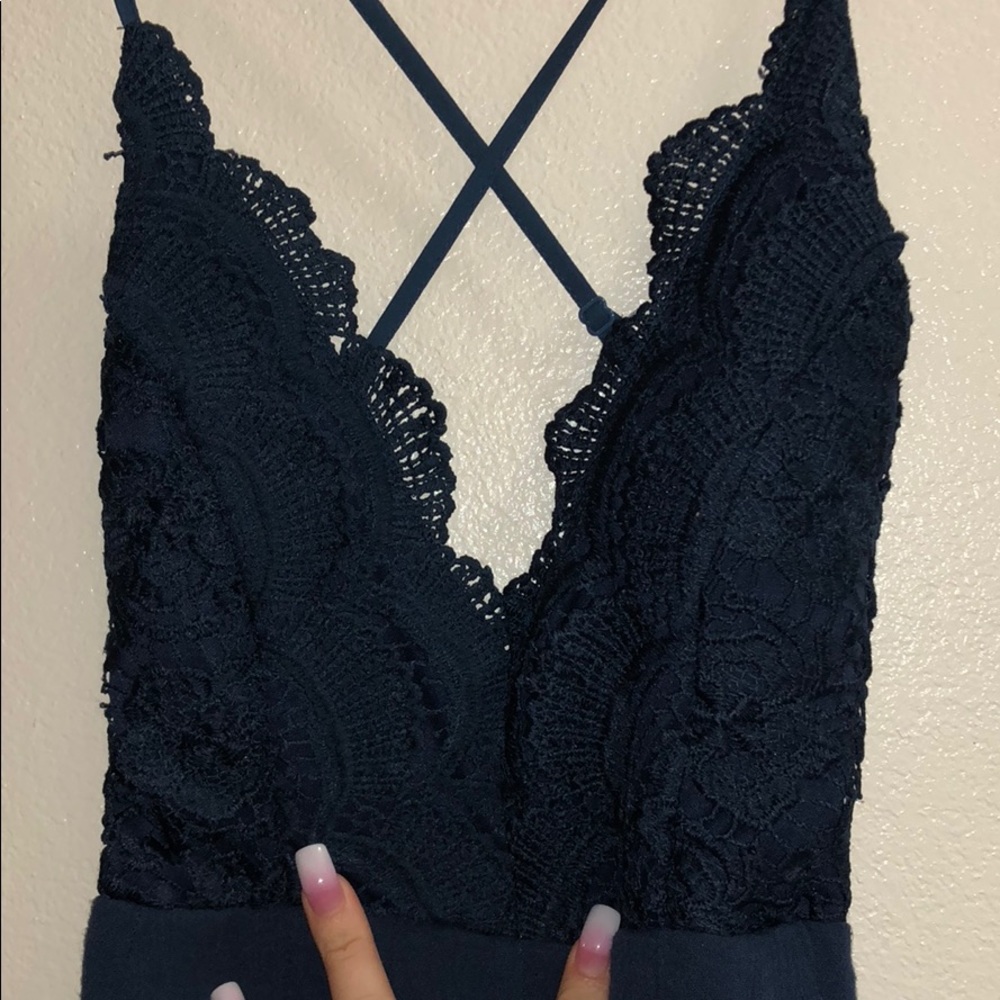 Navy backless romper